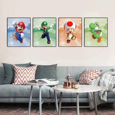 Toad Super Mario Prints Wall Art Game Room