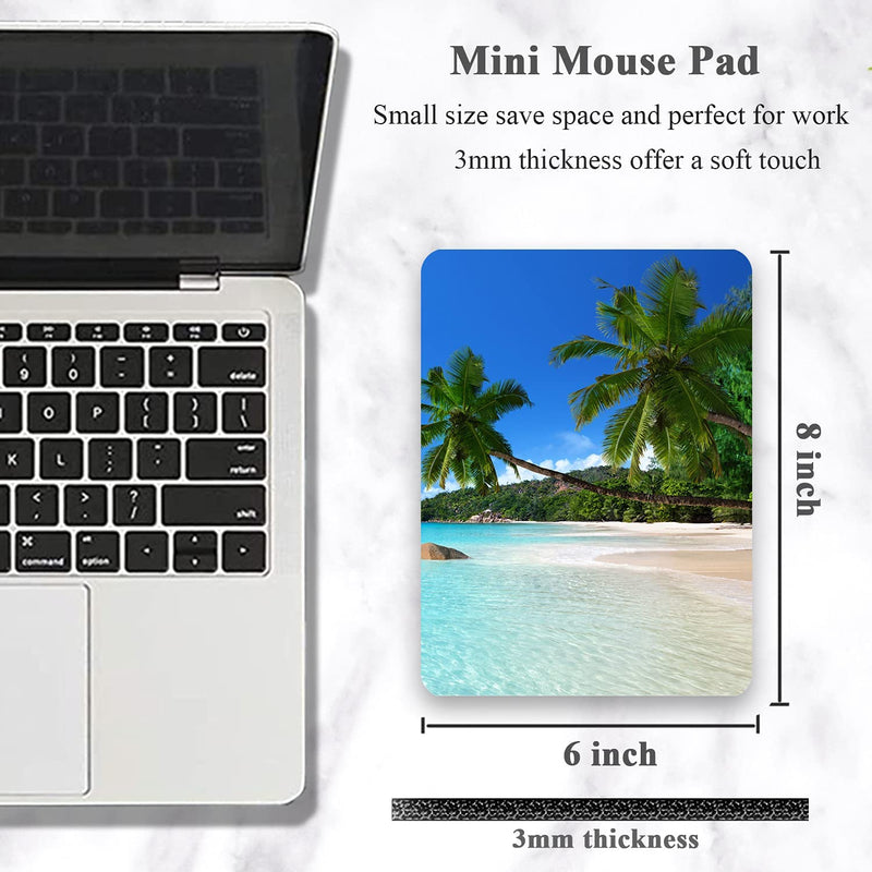 Mini Waterproof Mouse Pad - Color: Beach and Coconut Tree