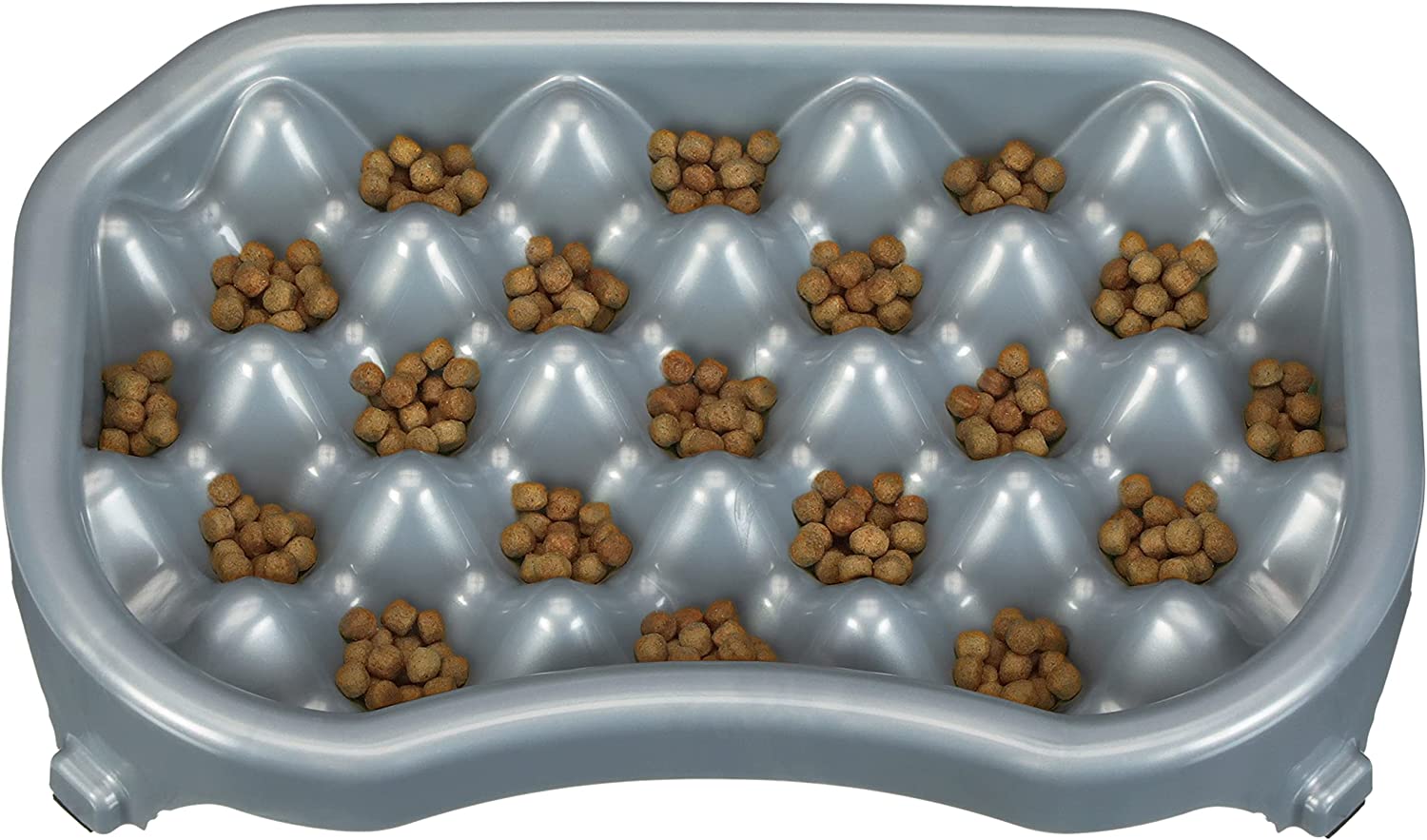 Slow Feed Dog Bowl (2.5 Cup Food/silver Metallic)