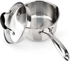 Stainless steel saucepan with glass lid