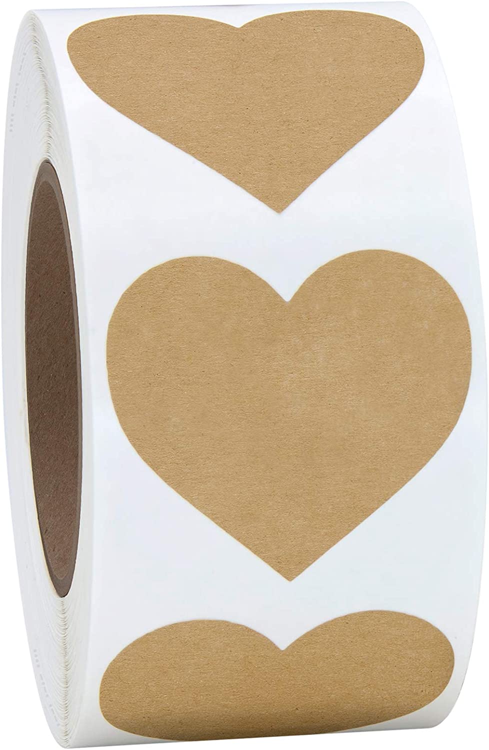 1,5" Heart Shaped Adhesive Labels, 500Pcs (Kraft Color)