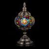 Moroccan Glass Lamp Antique Style Bronze Base, Color Green