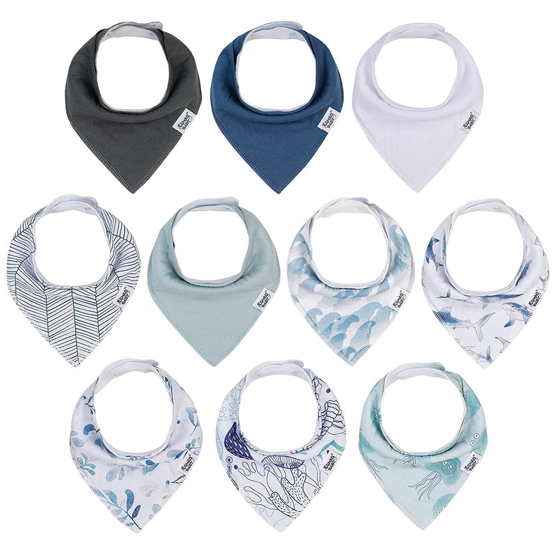 10-pack baby bibs - Blue Ocean