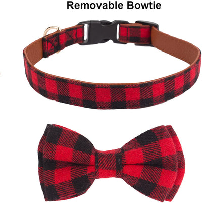 Christmas Pet Collar with Detachable Bow, size s, Red and Green