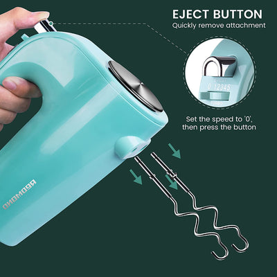 Hand Mixer Electric, Color:Glacier Green, 8.5 x 7.91 x 4.09