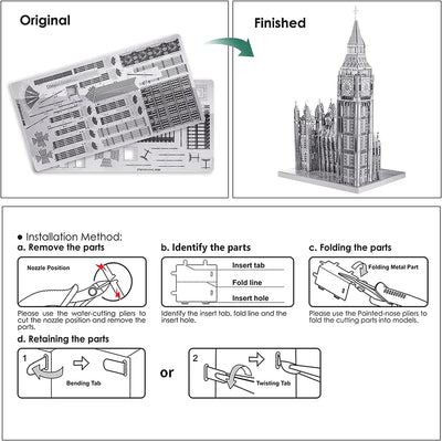 London Clock Tower 3D Puzzle J 49 Pieces Silver