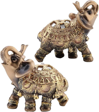 Gold polyresin elephant statue, collectible, Size: Medium