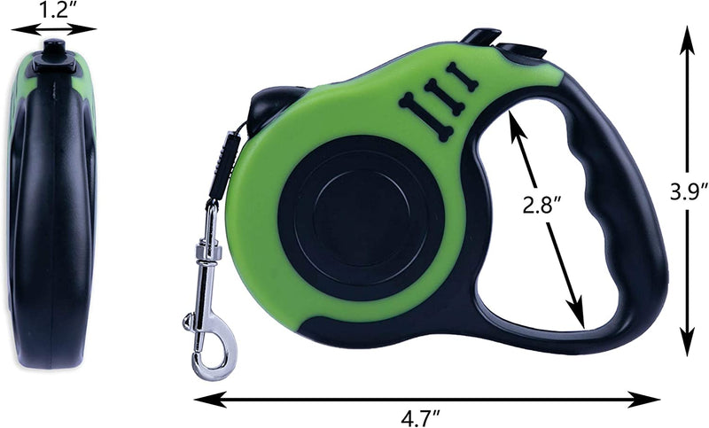 10ft Retractable pet leash, green