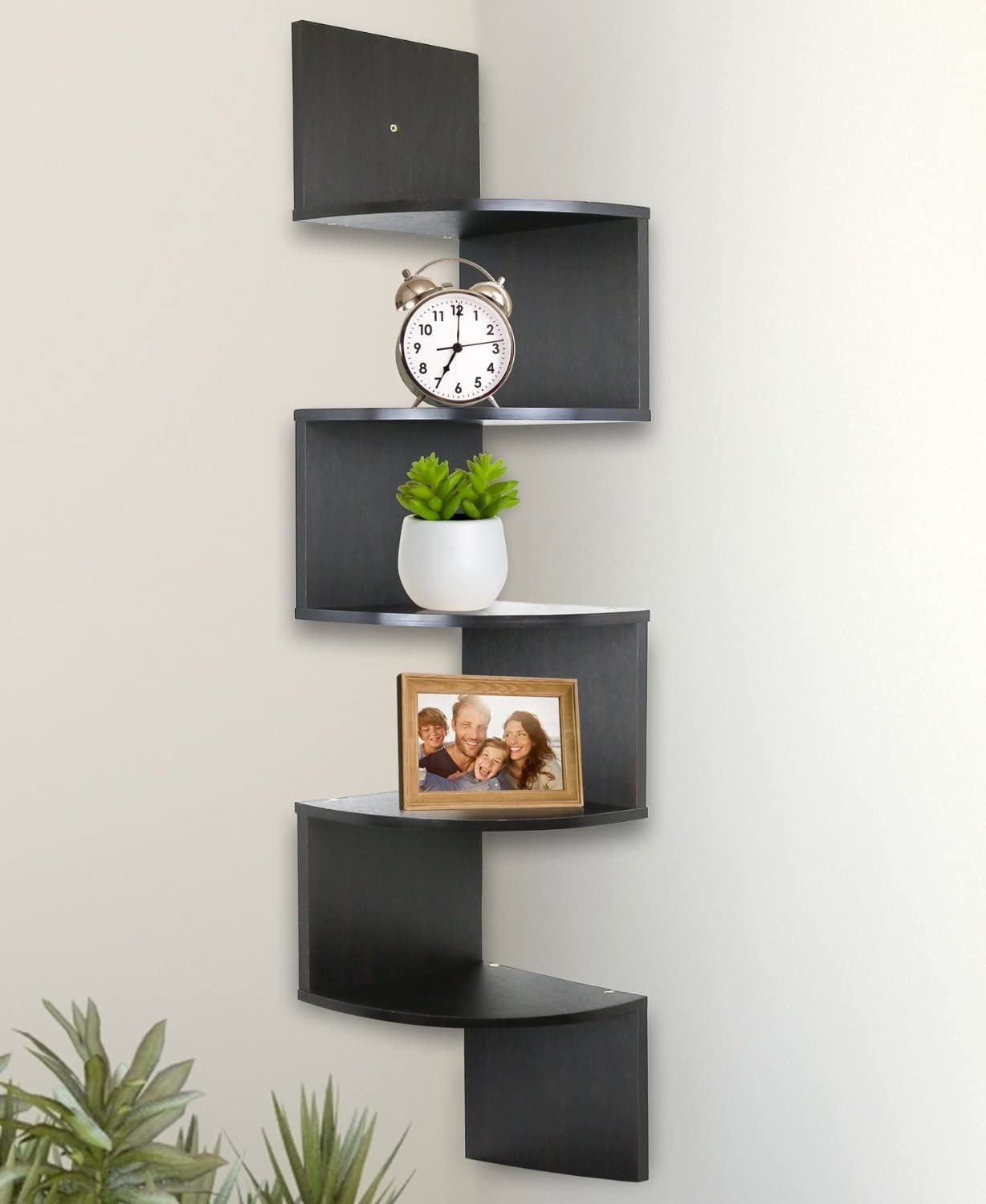 Floating Wall Mount Shelves, Espresso Finish, 5 Tier