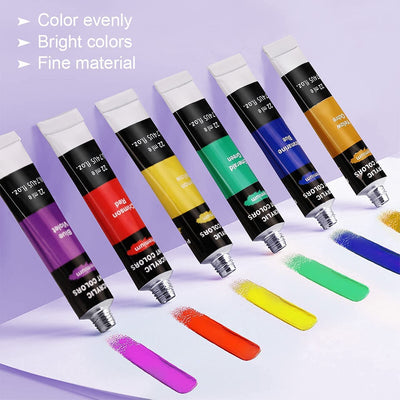 Acrylic paint set, 12 × 22 ml, 3 brushes