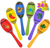 24 Mini wooden maracas with 6 designs, for Mexican parties