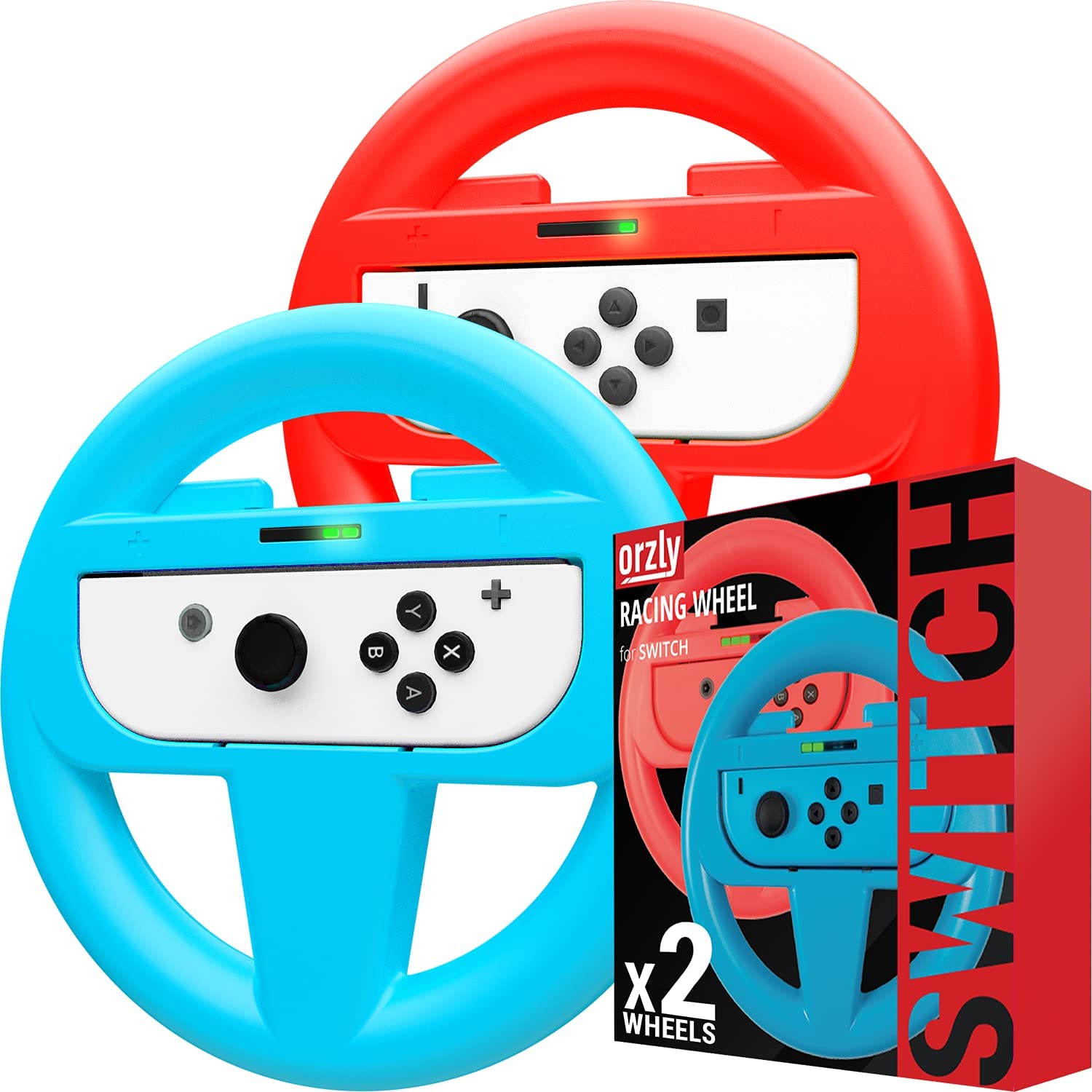 Steering wheels for nintendo, 2 pack, red-blue