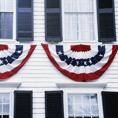 1.5 x 3 Foot USA Patriotic Pleated Fan Flag - 4 Pennants