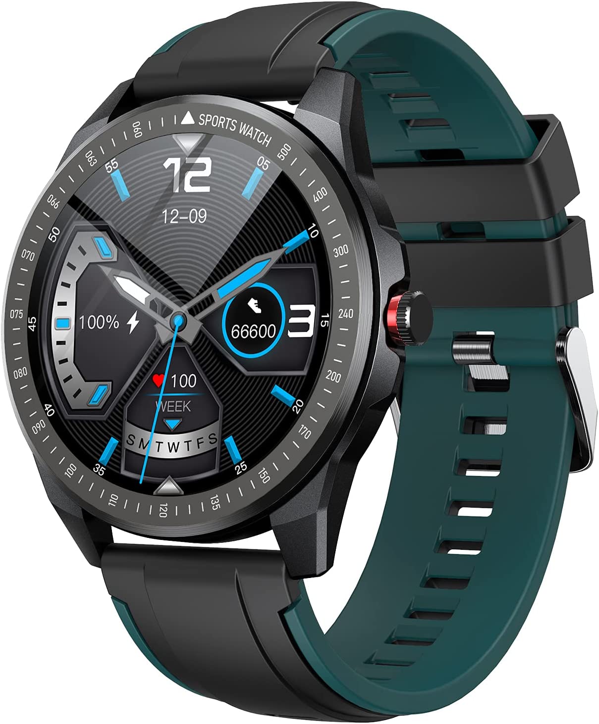 Smart Watch, 1.3” Full Touch Screen Bluetooth Smartwatch, Green