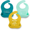 Waterproof silicone bibs,Emerald/Gold/Mint