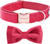 Velvet pet collar with detachable bow, size l, Red