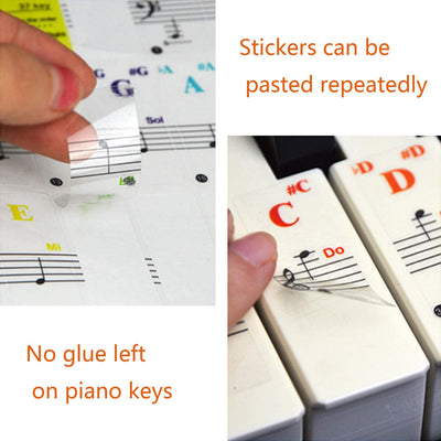 Piano Keyboard Stickers for 88/61/54/49/37 Keys, Multicolor