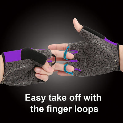 Lightweight Anti-Slip Bike Gloves (Black & Purple Color)