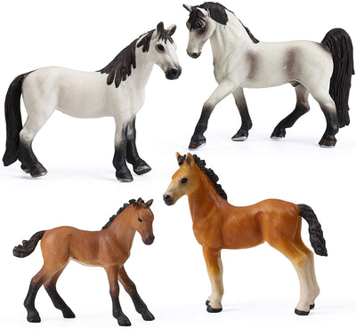 4 pieces of realistic plastic horse toy, mare and foals