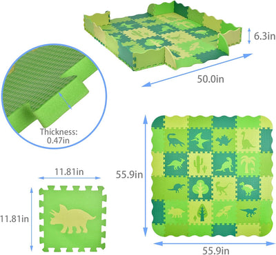 Foam Interlocking Floor Tiles, Jurassic Dinosaur Theme