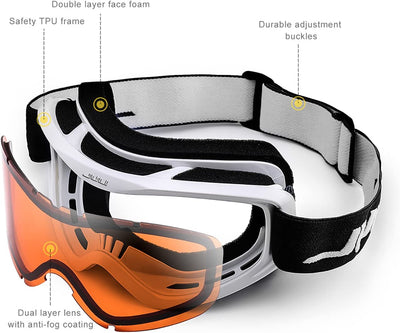 snowboard goggles for snow (White Frame Citrus Orange Lens)