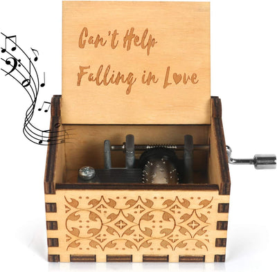 Wooden musical box with crank, (vintage style)