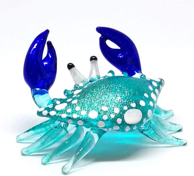 Handcrafted Figure of Blue Crab Blown Glass Marine Collection