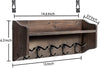 rustic wood entryway shelf with 5 vintage metal hooks