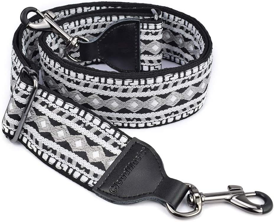 Guitar Strap for Handbag, (Black and White)