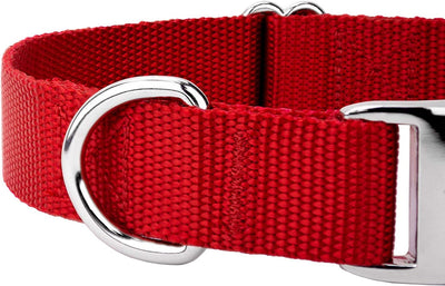 Nylon Pet Collar with Metal Buckle, Medium, Red