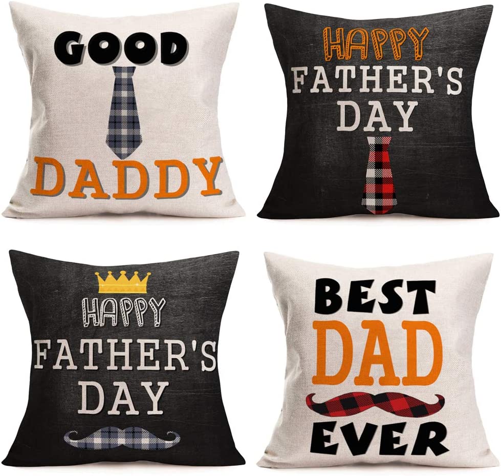 Father's Day Pillow Covers 18" x 18" 4 Pack