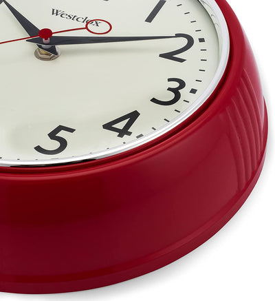 1950's Retro Wall Clock, 9.5", Red