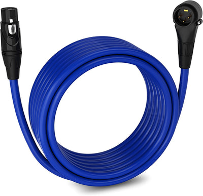 25ft Microphone Cable, XLR to XLR Angled Male, Blue