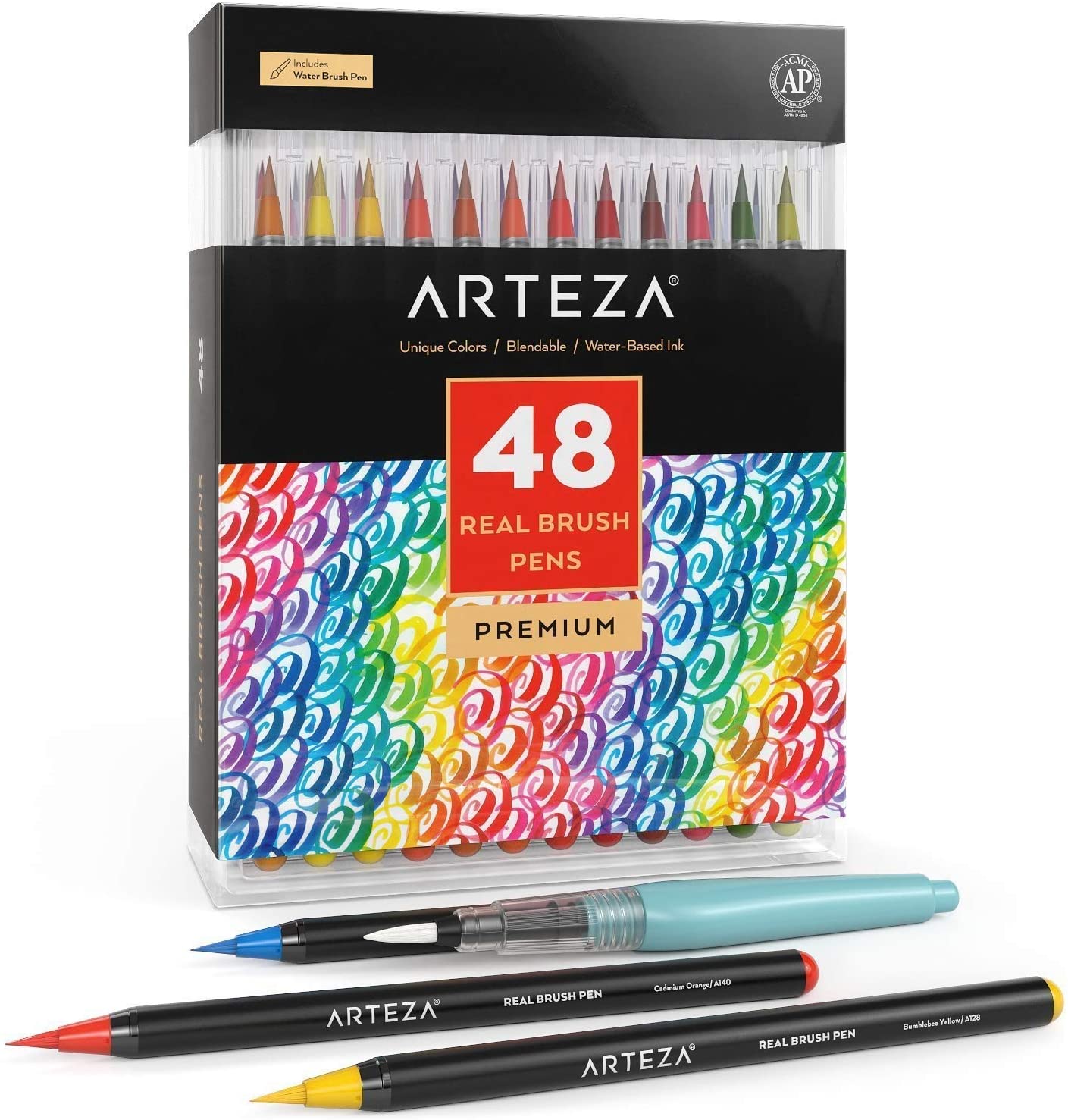 48 colors, watercolor markers with flexible nylon brush tips