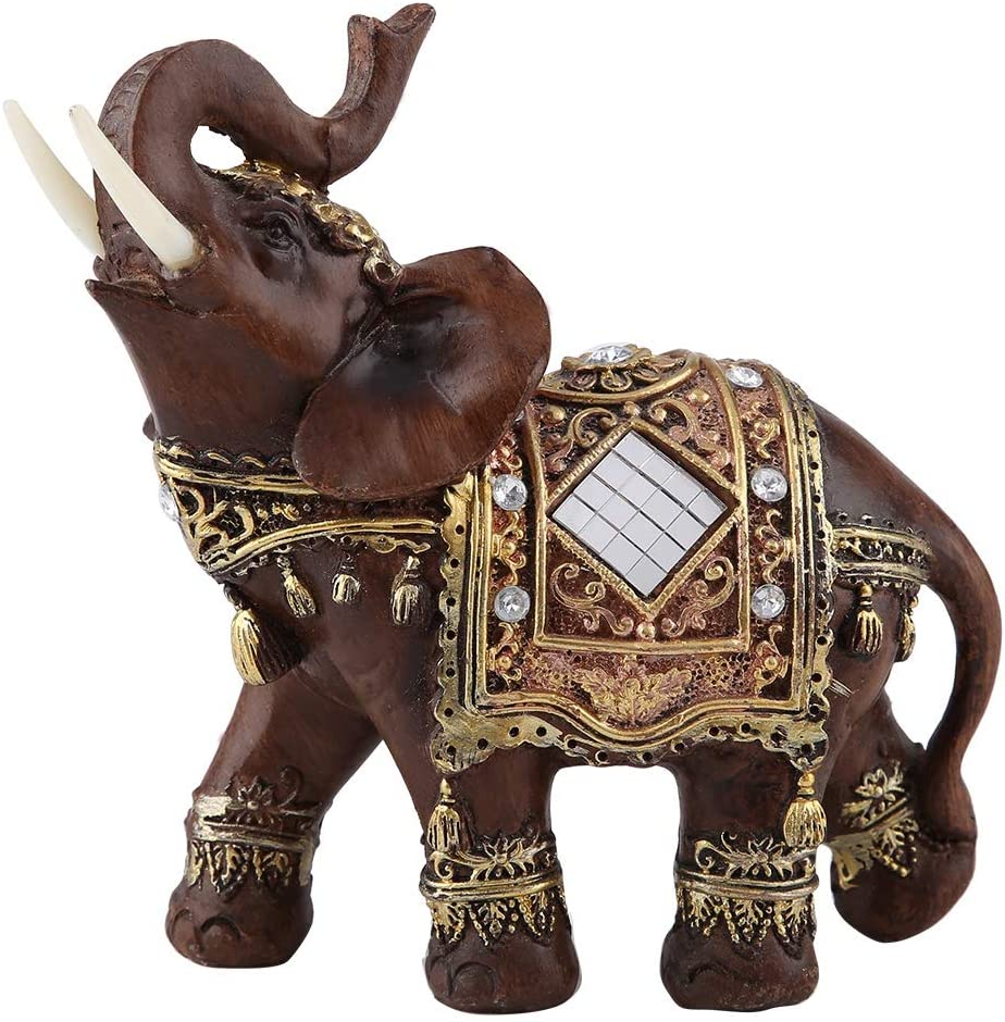 Resin Good Luck Elephant Statue (M), 5.51 x 5.51 x 3.15 inches