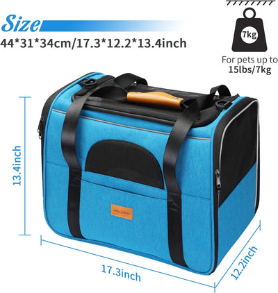 Pet Travel Carrier Bag,17.3*12.2*13.4inch, 15lbs, blue color