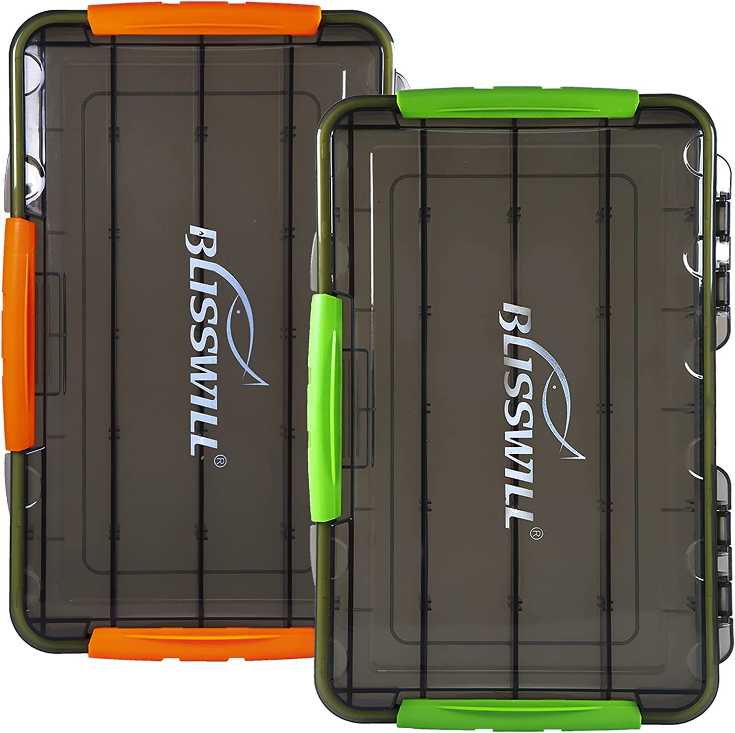 Fishing tackle organizer box. Green orange-2 pck (14x8.7x2.2inch)