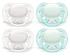 4 Pack Ultra Soft Pacifiers, 0-6 Months, (White/Green)