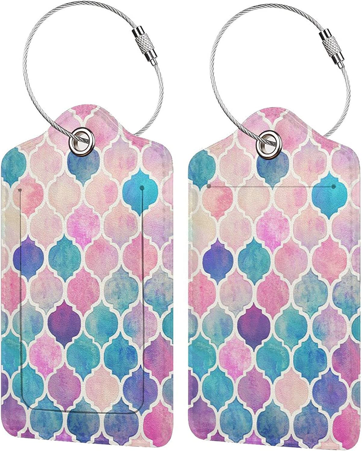 2-Pack Luggage Tags, (Geometric Trellis Chain)