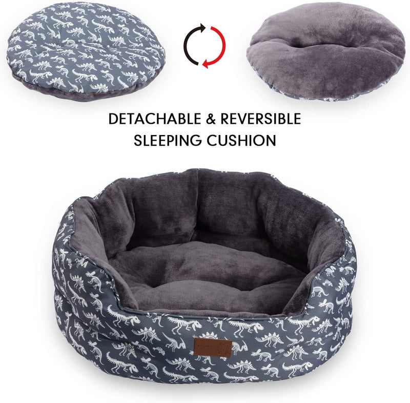 Medium bed washable, non-slip, Colour: Gray dinosaur