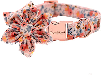 Adjustable Flower Pet Collar, Size s, Peach Roses