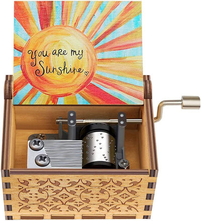 Vintage engraved wooden music box (YOU are my little sun)