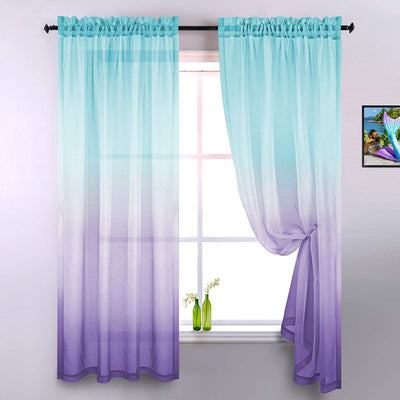 Curtains, Lilac and Turquoise, 52" x 63" L