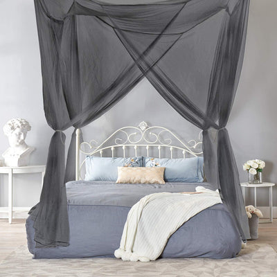 Four Corner Post Bed Canopy Mosquito Net (Black)