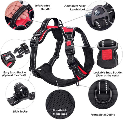 Reflective Adjustable No Pull Pet Harness, Red (S)