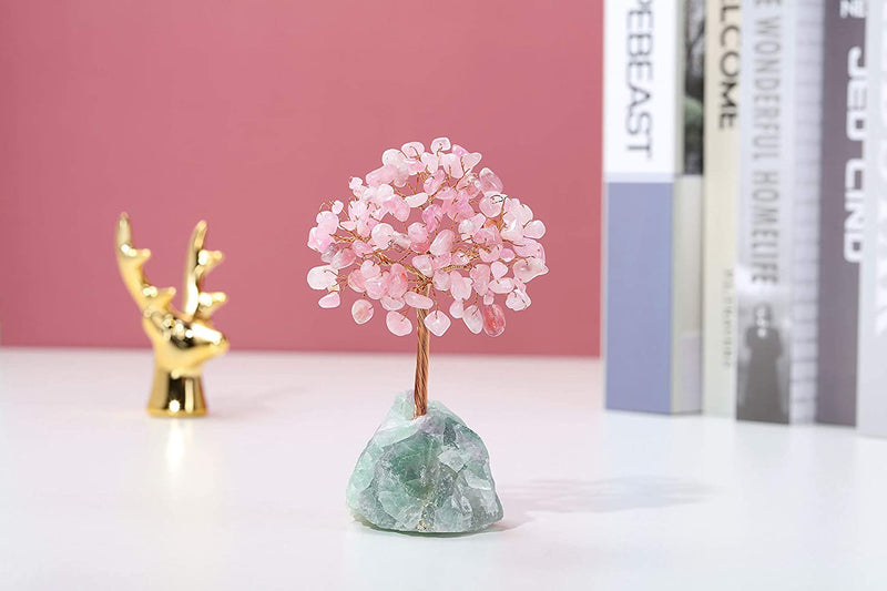 Natural Rose Quartz Crystal Tree For Decoration