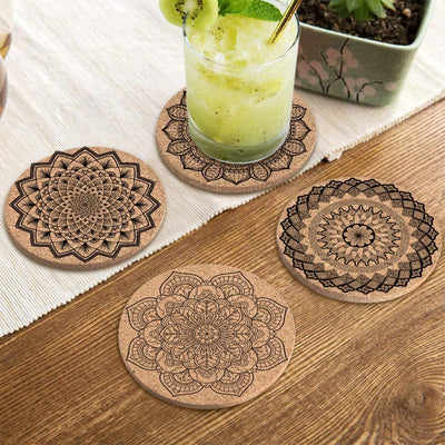 Drinks Absorbent Cork Coasters with Holder Housewarming