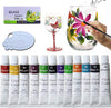 12 Color Glass Paint Set (12ml/tube)