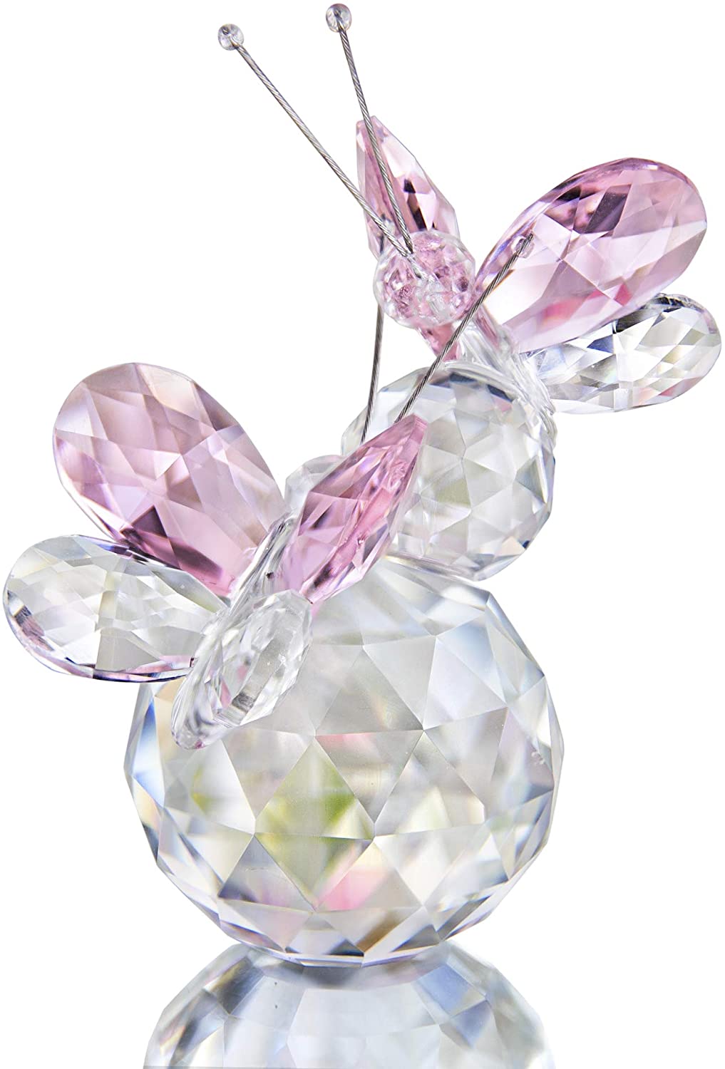 Crystal cut double pink butterfly collectible