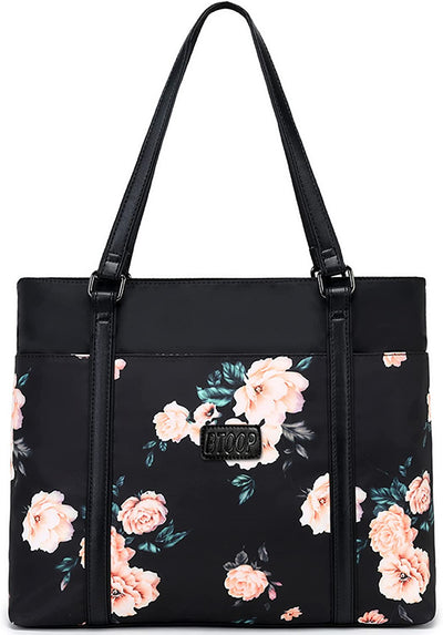 Bag 15.6 inches (Black - Peony floral)